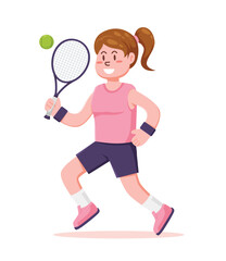 Fototapeta na wymiar people character playing tennis vector illustration