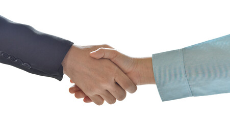 Fototapeta na wymiar businessman hands shake partnership success isolated on transparent background png file