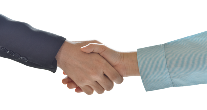 businessman hands shake partnership success isolated on transparent background png file