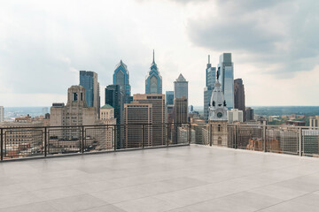 Skyscrapers Cityscape Downtown, Philladelphia Skyline Buildings. Beautiful Real Estate. Day time....