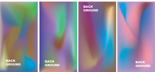 Design backgrounds set with modern abstract blurred color gradient patterns. Templates collection for brochures, posters, banners, flyers and cards. Vector illustration.