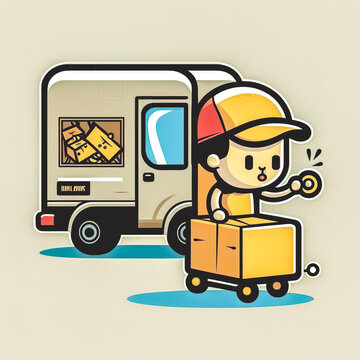 Truck with parcels and mail, generative AI.