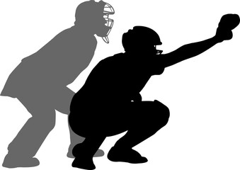 baseball players silhouettes - illustration, isolated on the transparent background