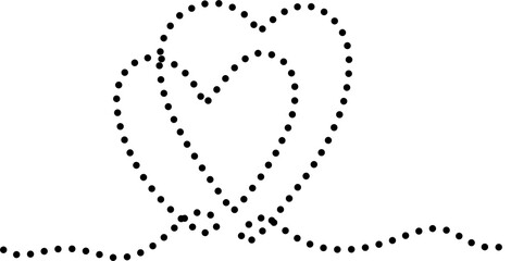 Dotted line heart for romantic love or valentine