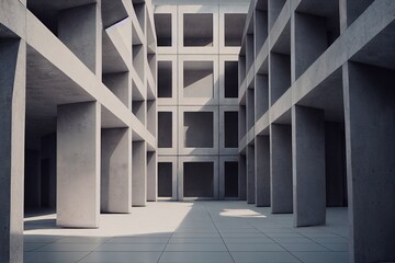 Empty square front of modern architecture,digital illustration generative AI