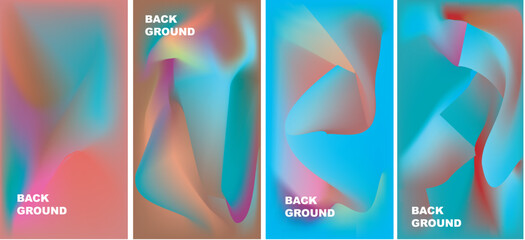 Design backgrounds set with modern abstract blurred color gradient patterns. Templates collection for brochures, posters, banners, flyers and cards. Vector illustration.