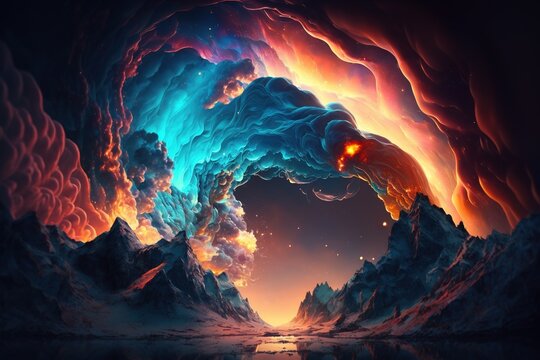Spectacular colourful cloudy outer space scene. generative AI