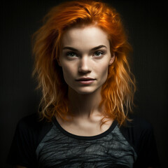 Fototapeta premium Generative ai portrait beautiful young ginger woman isolated