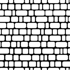 seamless black and white vector pattern in the form of an image of a wall of white blocks of different sizes for prints on fabrics, covers, packaging and for interior decoration