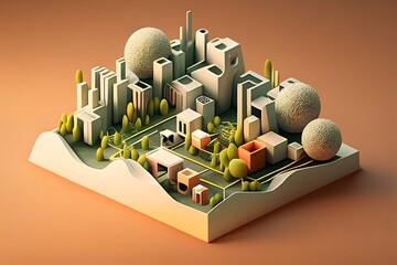 3D city,digital illustration generative AI