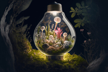Secret Garden In a Bulb - Illustration, Wallpaper, Decoration