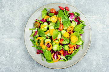 Light vitamin vegetable salad, vegetarian food