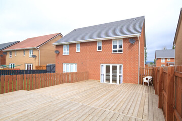 Back garden with wooden decking