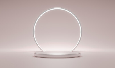 Pink pastel podium and stage mock up, 3d illustration rendering