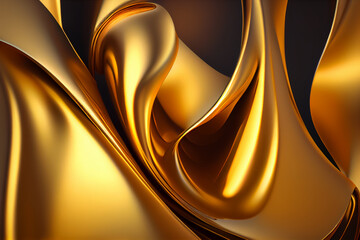 Abstract background close up smooth fabric gold. Generative AI