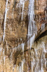 Icicles Form a Winter Scene in Zion National Park Utah