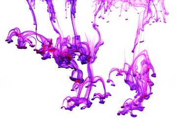 Naklejka na ściany i meble Abstract background picture with purple ink dissolving in water 
