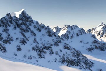 Obraz premium Snowy mountains Isolate on white background 3d illustration. Generative AI