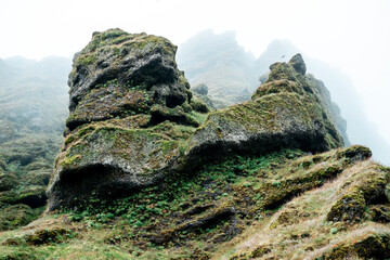 Rocks and Raudfeldsgja Gorge on Snaefellsnes Peninsula in Iceland