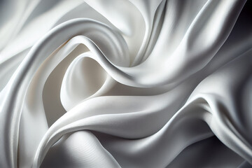 Naklejka na ściany i meble Abstract background close up smooth fabric white. Generative AI