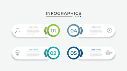 Timeline infographic template design with arrows and circles. Business concept with 4 options, steps, sections.