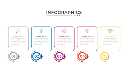 Presentation business infographic template with 5 options. Vector illustration.	