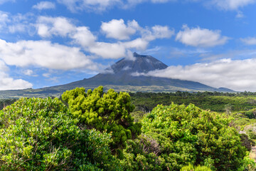 The volcano Pico / Pico volcano on Pico island, highest mountain in Portugal, Azores. - 575990383