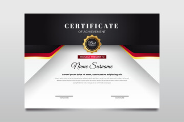 Red and black color certificate template design Premium Vector