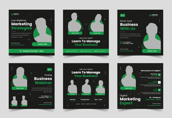 Digital marketing webinar social media post template, Live Webinar Banner, Business banner