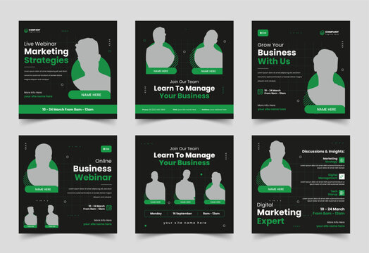 Digital marketing webinar social media post template, Live Webinar Banner, Business banner