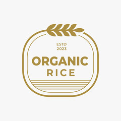 Organic rice Vintage Retro logo design inspiration, circle wheat logo symbol. Can be used for Agriculture Logo, stamp, template, badge vector design