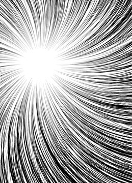 Comic book black radial lines overlay on transparent background. Royalty high-quality free stock image of action lines. Motion or movement effect. Manga anime cartoon radial speed and abstract pattern