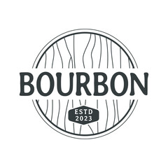 Bourbon Wooden Barrel Keg Emblem can be used for Classic American Beer Logo Design