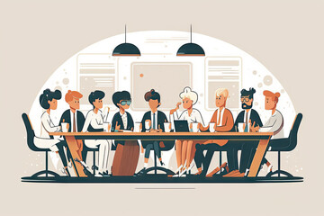 Business people at the meeting - illustration created with Generative AI technology