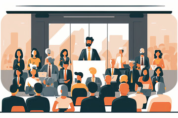 People at a press conference - illustration created with Generative AI technology