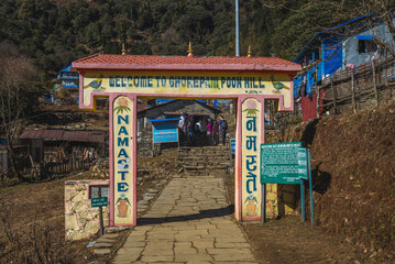 Fototapeta na wymiar December 29, 2019: Ghorepani, a village in Myagdi District in the Dhaulagiri Zone of northern central Nepal. It lies within the Annapurna Conservation Area, requiring a national park permit to visit