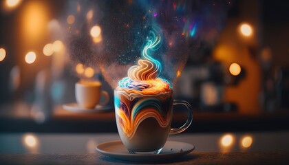 magical cup of coffee with cream topping, Generative Ai