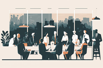 Business people having a meeting at the conference room - illustration created with Generative AI technology