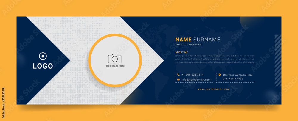 Canvas Prints professional business email signature with an author photo place modern and minimal layout with blac