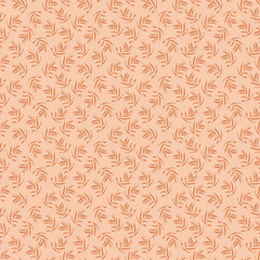 Branches silhouettes seamless in peach on bright background. Can be used for home decor such as wallpaper, tablecloth, bedclothes, for fashion graphics such as fabric all-over print or as wrappings