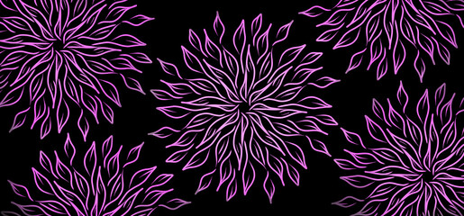 Pink coloured glowing flower pattern design in circles
