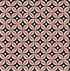 Abstract Retro Geometric Dots Florals Psychedelic Minimalist Seamless Pattern Trendy Fashion Colors Tile Style Concept Perfect for Allover Fabric Print or Wrapping Paper