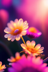 Obraz na płótnie Canvas Beautiful pink flowers with blur bokeh background. Generative AI