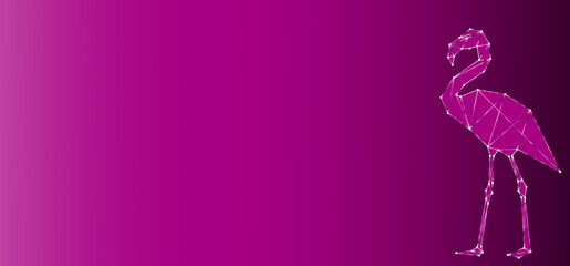 Illustration of a glowing pink flamingo isolated on gradient background 