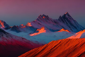 Colorful decorative abstract mountain wallpaper background. Generative AI
