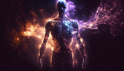 Astral body in the middle of a galaxy - AI Generated