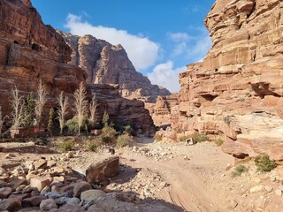 Wadi Musa, Jordan - February 21th 2023: Petra mountains