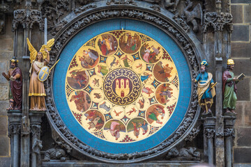Obraz premium Ornate Astronomical clock close-up in Prague, Czech republic