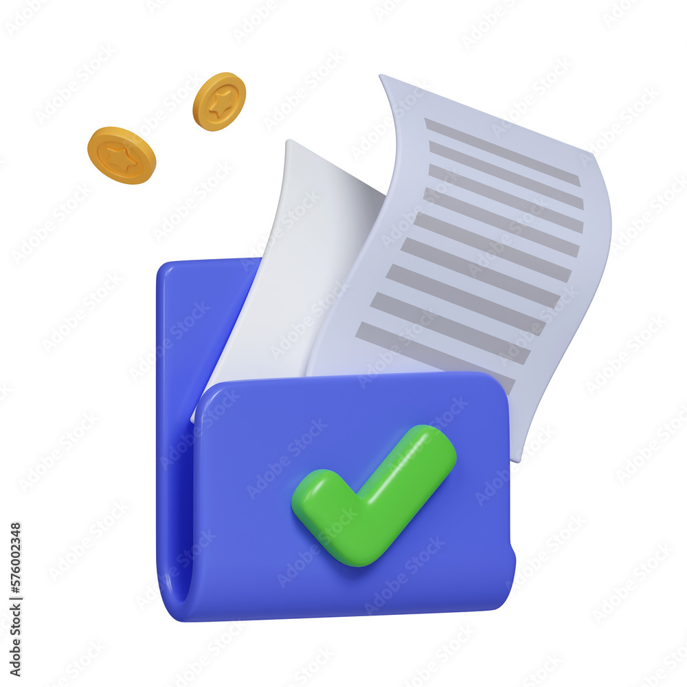 Poster 3d file check folder data isolated on white background. 3d rendering illustration. clipping path of 