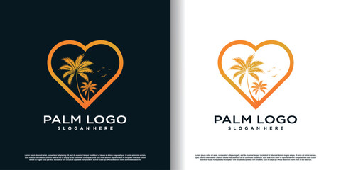 palm tree logo design with creative and unique style concept premium vector